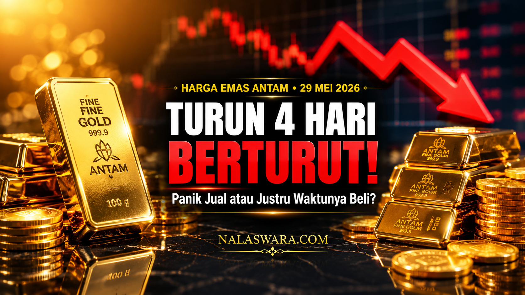 harga emas Antam 29 Mei 2026 turun 4 hari berturut analisis waktu beli koreksi semua ukuran buyback