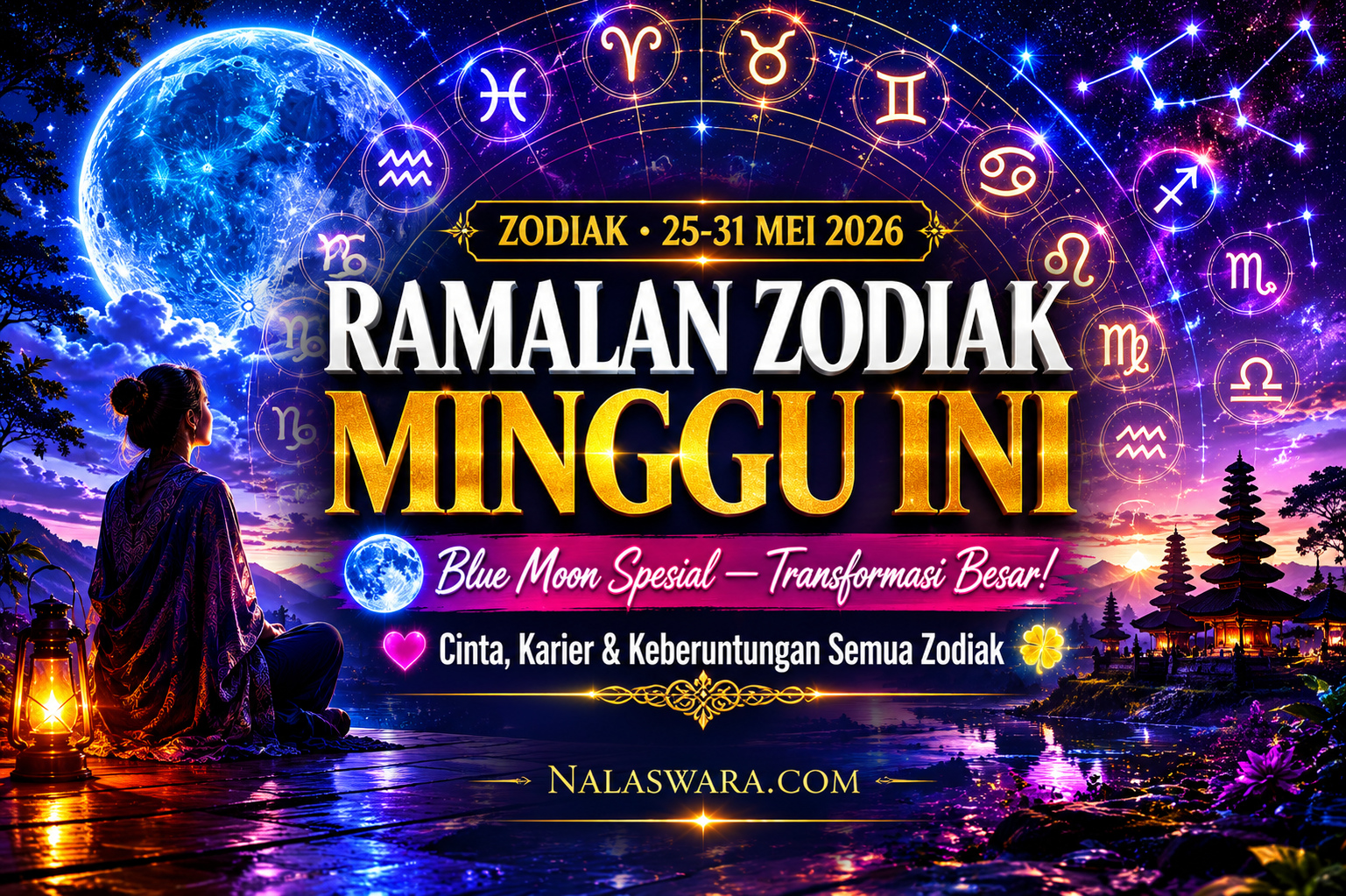 Semua ramalan zodiak minggu ini 25-31 Mei 2026 Blue Moon Sagitarius energi transformasi semua zodiak cinta karier keberuntungan